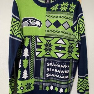 NFL Seattle Seahawks Crewneck Sweater Green and Blue